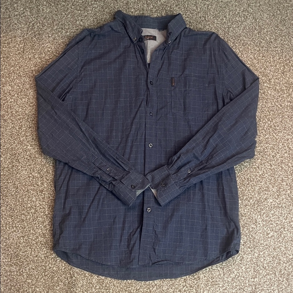 Ben Sherman Men’s Windowpane Long Sleeve Button Down Shirt